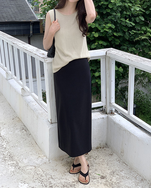 [자체제작] 시그니처 밴딩 롱 스커트 치마 데일리 봄 여름 SK004