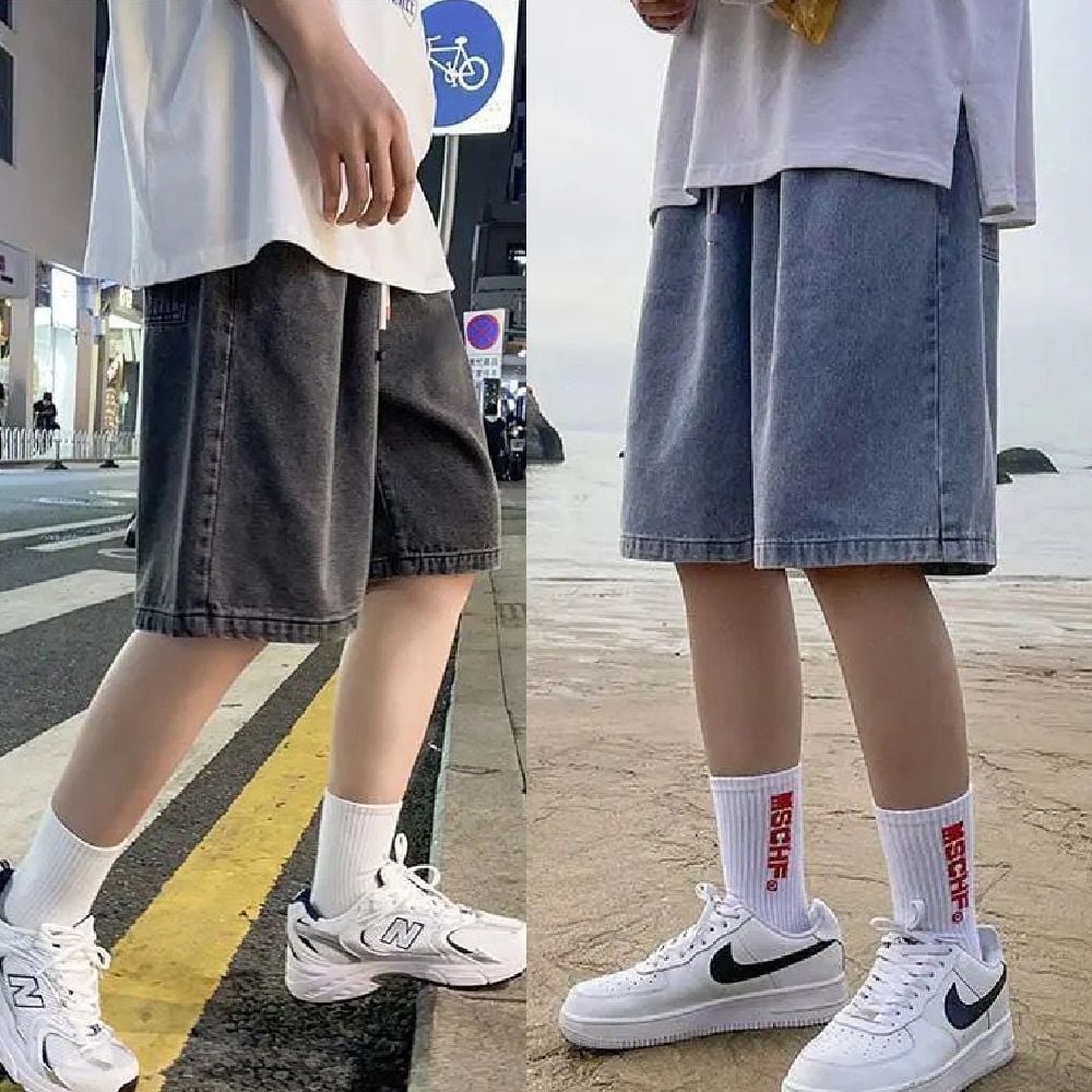 데님 반바지 5부 밴딩팬츠 5부바지 팬츠 남자반바지 - 상품 이미지