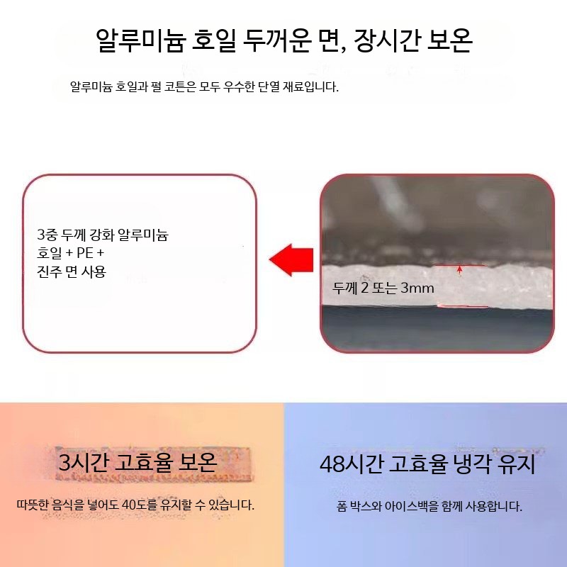 두께대형 보냉팩 가방 아이스팩 포장 3mm 은박 배달 보온 - 상세 이미지 3