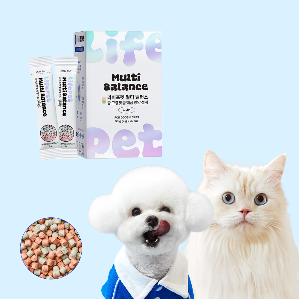 [슈퍼적립] 라이프펫 종합영양제 멀티비타민 시니어 강아지 고양이 면역 노견 노묘 종합건강, 30포, 1개 - 상품 이미지