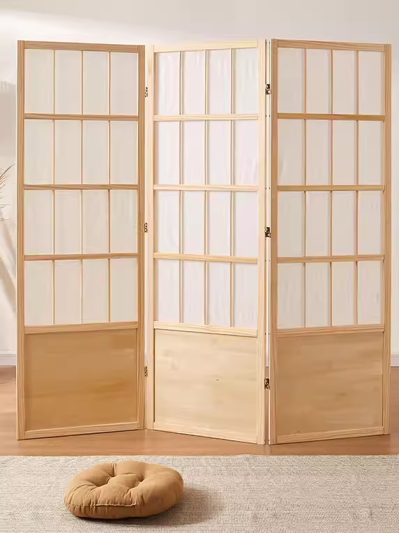빈티지 한옥 파티션 패널 엔틱 공간분리 한지 가벽 병풍 2면 - 상세 이미지 4