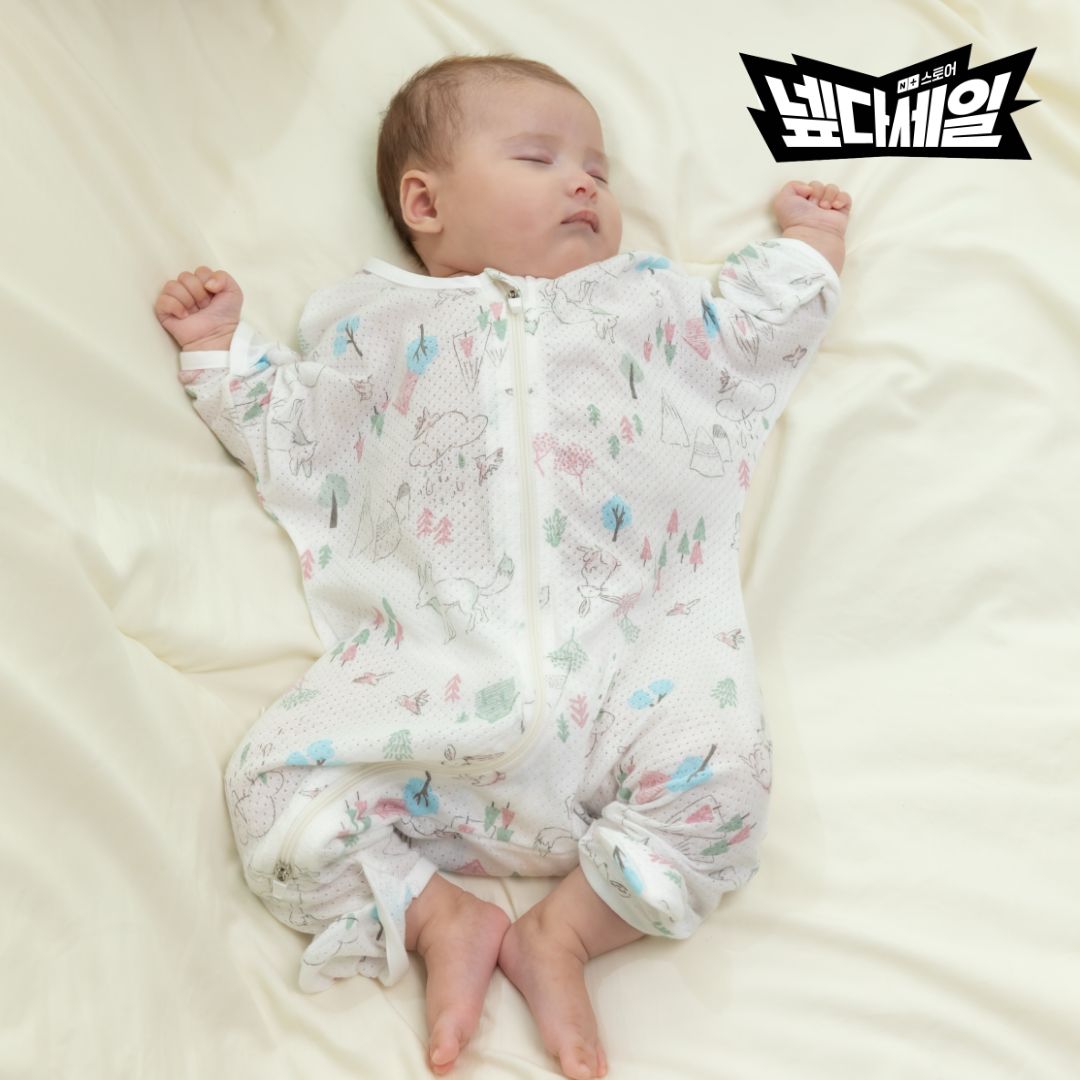 모아트리 아기슬리핑백 꿀잠슈트 수면조끼 신생아 아기수면잠옷 스와들졸업 오가닉 메쉬