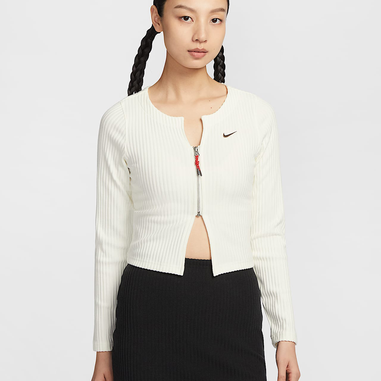 나이키 우먼스 칠 립 골지 집업 가디건