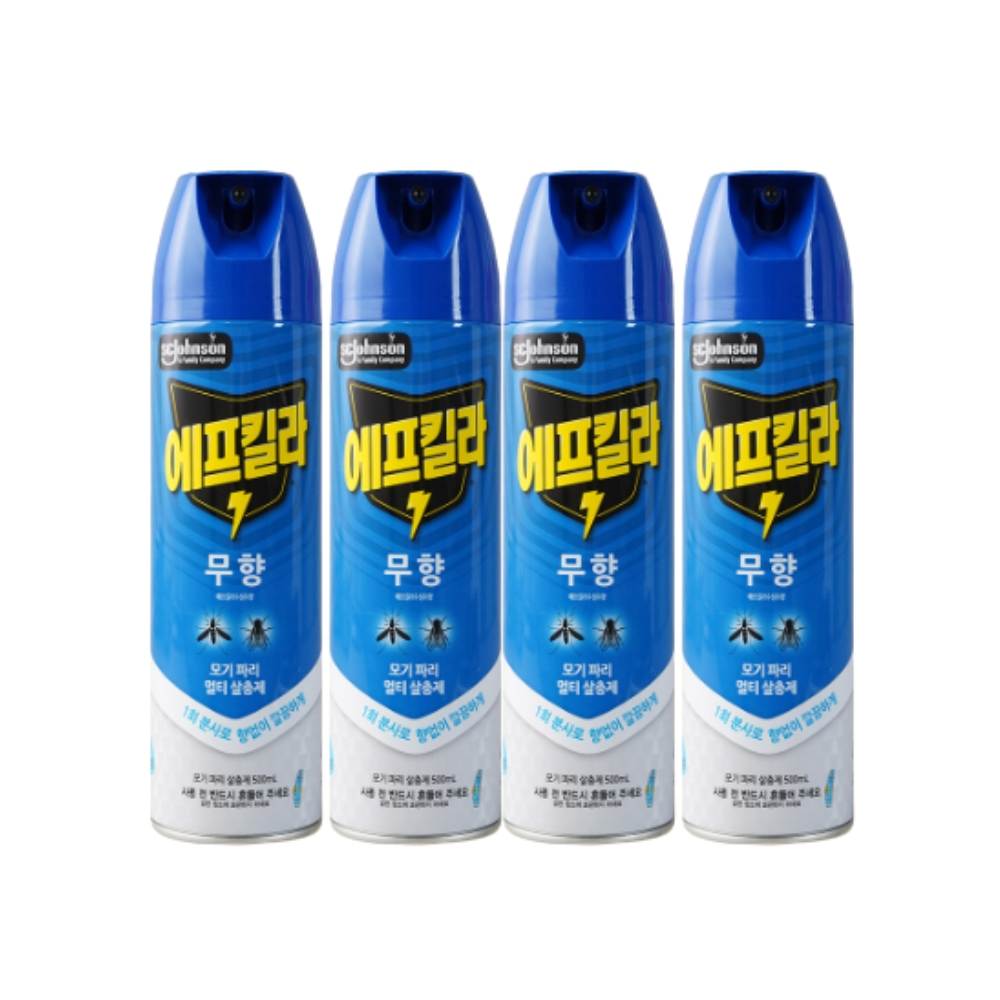 에프킬라 모기약 에어로졸 무향 500ml x4개 - 상품 이미지