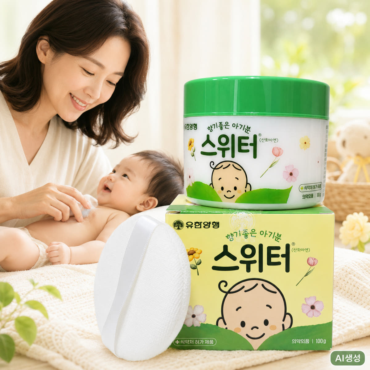 컬러포 스위터 베이비파우더 땀띠분 성인 겨드랑이 엉덩이 발진 아기 땀띠 파우더 약 유아 신생아
