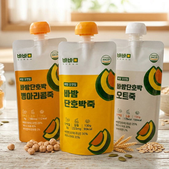 바밤 포켓밀 간편한 아침 단호박 죽 7개입 3종 - 상품 이미지