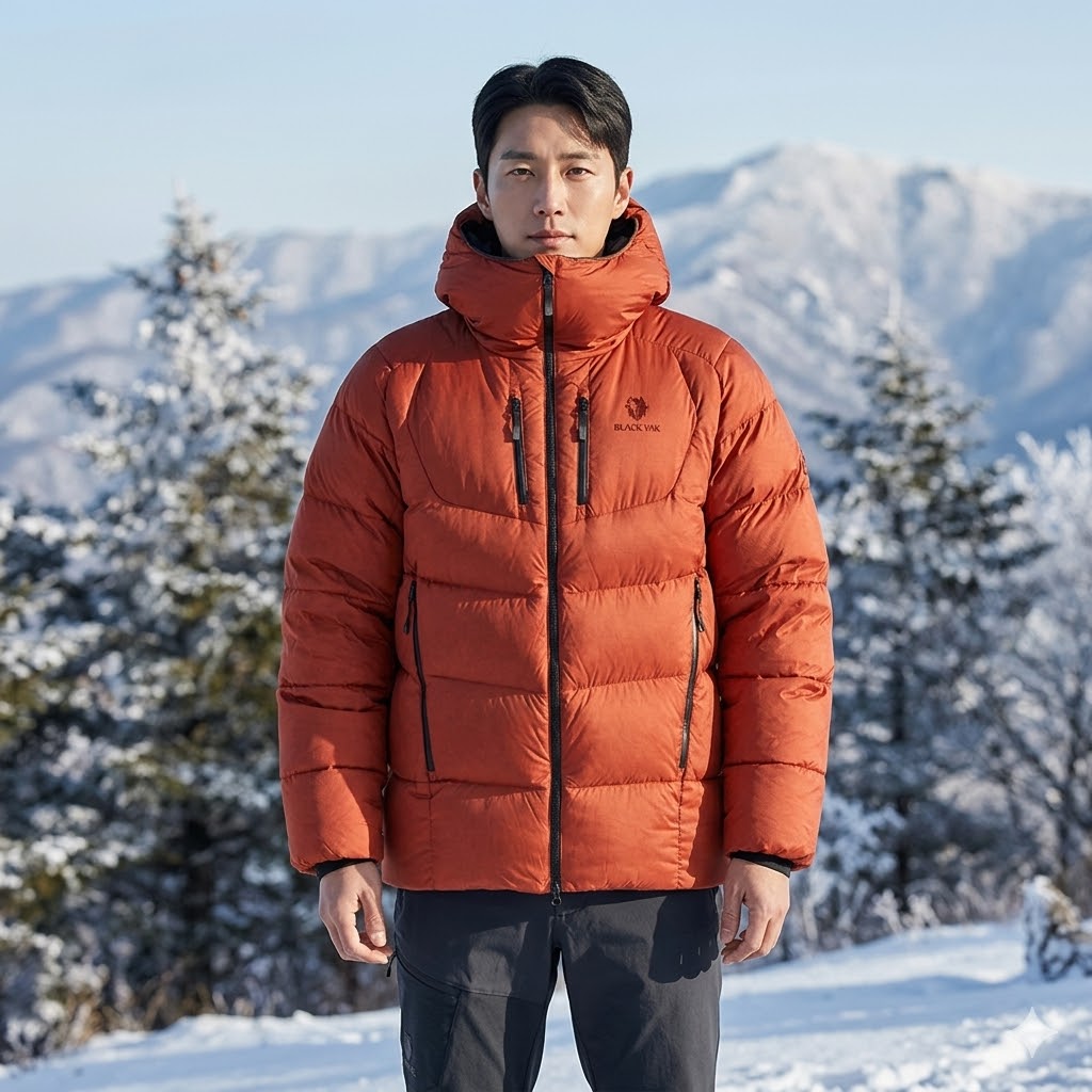 블랙야크 겨울 남자 아웃도어룩 프리미엄 콜드스팟 코듀라 구스다운 패딩점퍼 - 상품 이미지