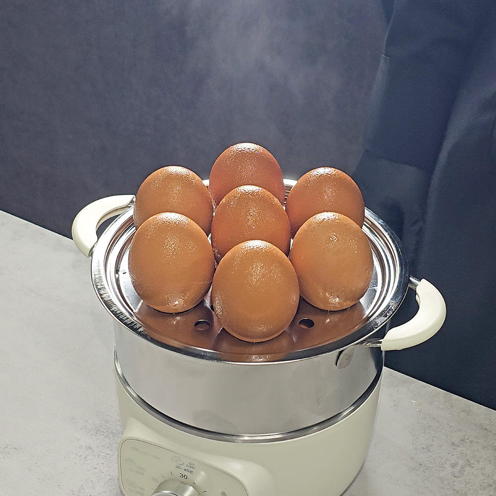 마이크릿홈 계란찜기 올스텐 2단 반숙 달걀삶는기계 에그쿠커 타이머 호빵 고구마 - 상세 이미지 4