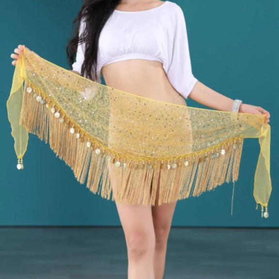 라인댄스 힙스카프 블링블링 코인 태슬 힙스커트 밸리댄스복 줌바복 벨리복 힙스터 랩스커트 - 상세 이미지 3