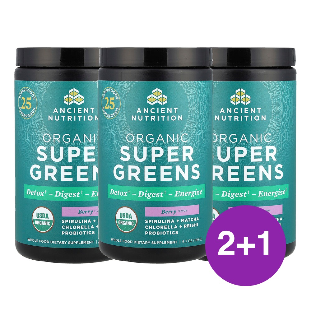 Ancient Nutrition USDA 슈퍼 그린 베리 189g, 3개 - 상품 이미지