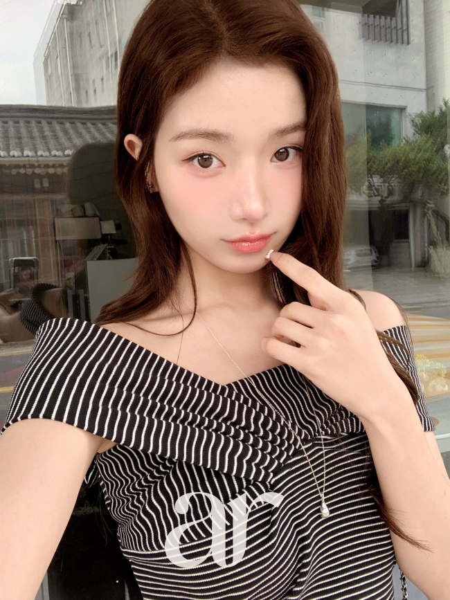 (국내제작) 스트라이프 크로스 골지 셔링 오프숄더 티셔츠 ts5053 이미지 8