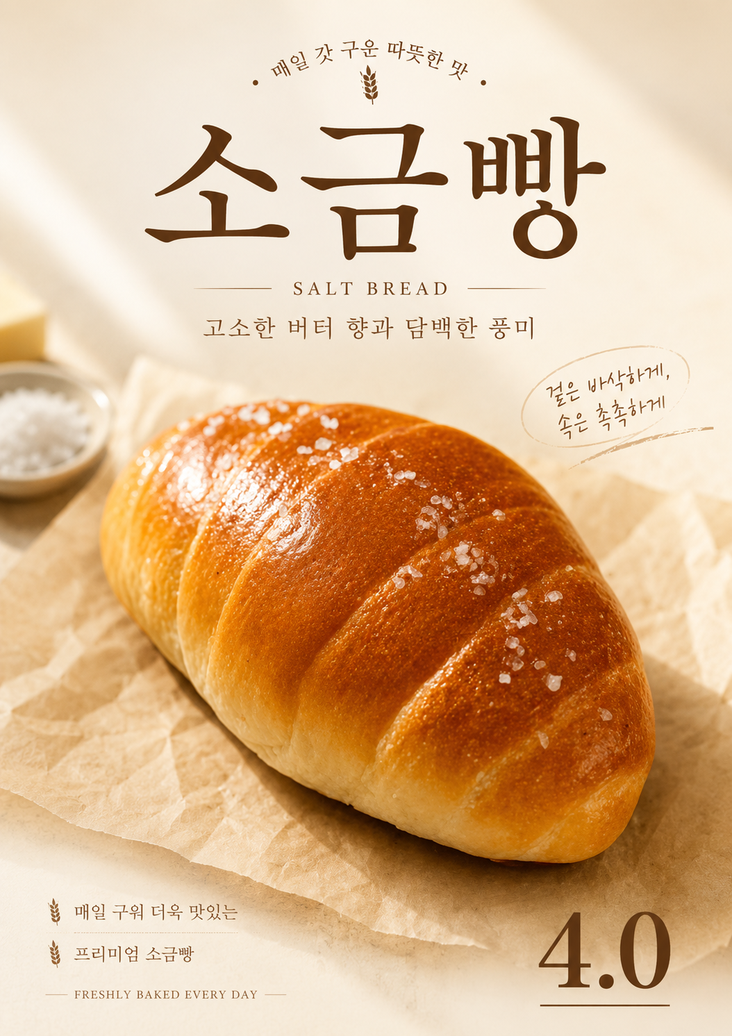소금빵 포스터 제작 메뉴 인쇄 디저트 카페 A 반광택 인화지 235g A3 - 상세 이미지 2