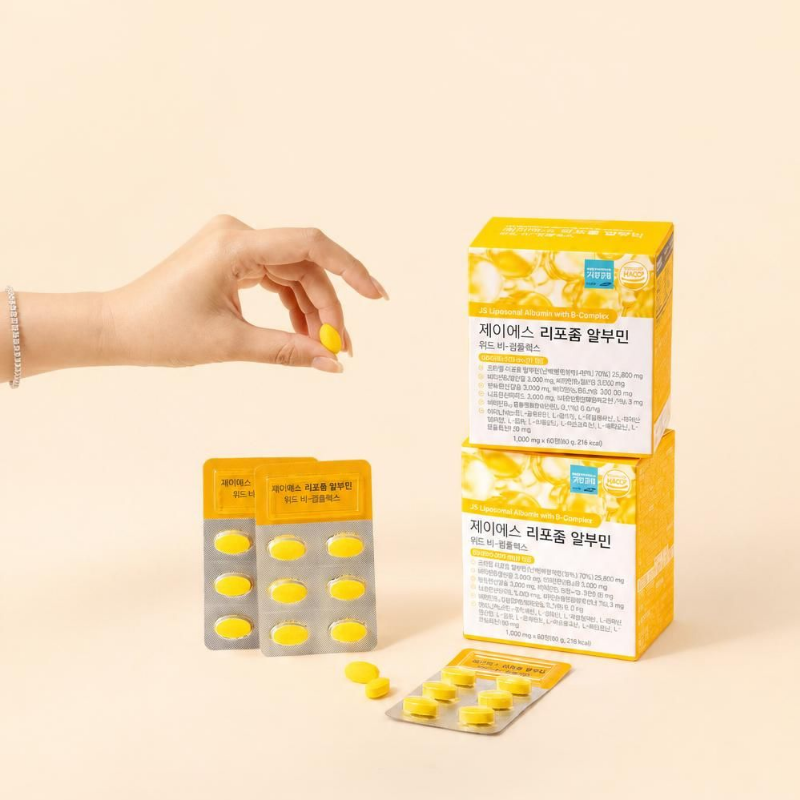 제이에스 리포좀 알부민 위드 비 컴플렉스 8종 영양제 1,000mg 60정, 1개 - 상세 이미지 4