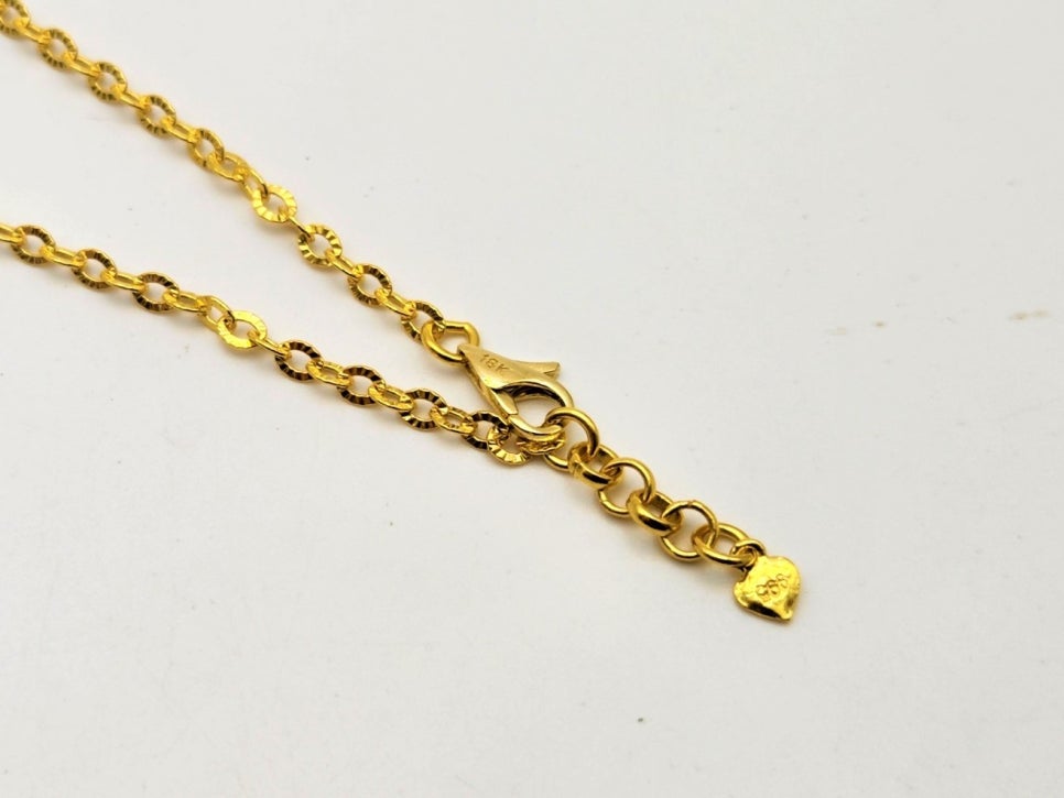 24K 순금 11.25g(3) 하트 격자 목걸이(18K 연결고리 장식) 이미지 7