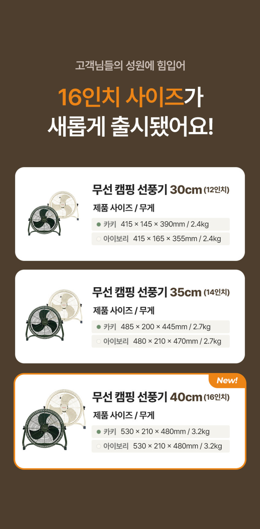 신일 캠핑 선풍기 무선 써큘레이터 휴대용 BLDC 35cm(14인치) 카키 SIF-DC1422 판매처 상세 정보 이미지 3