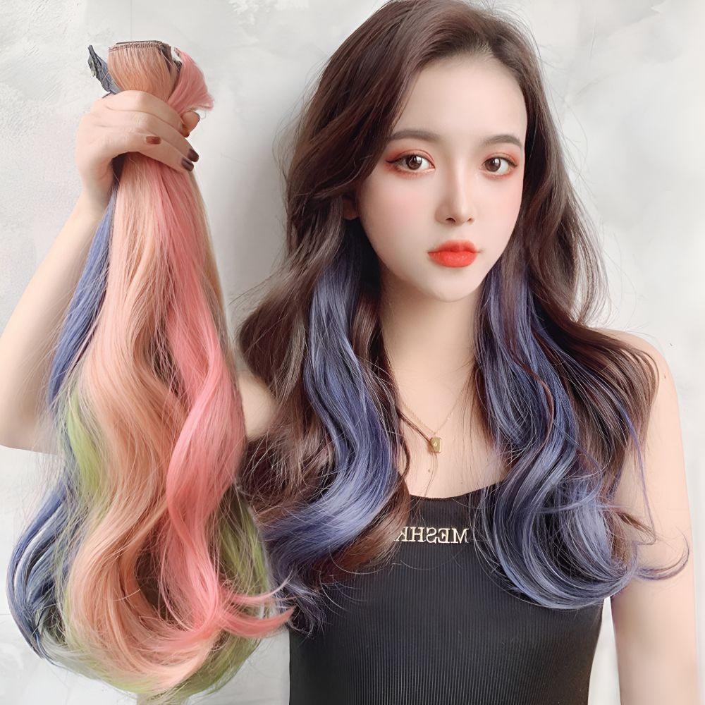 옆볼륨헤어피스 붙임머리똑딱이스타일 붙이는가발여자 부분 - 상품 이미지