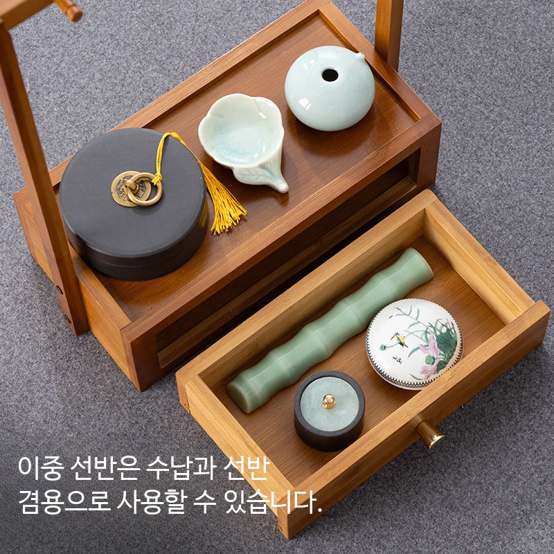 원목 붓걸이 거치대 서랍 화방 수납 문방사우 - 상세 이미지 4