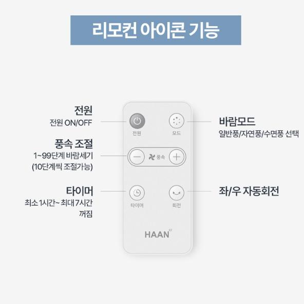 거실 미세풍속 리모컨형 스탠드선풍기 가정용 저소음선풍기 35cm 이미지 8