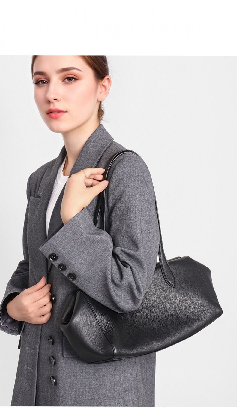 메이크픽 천연소가죽 볼링백 스퀘어 숄더백 데일리 직장인 출근가방 - 상세 이미지 2