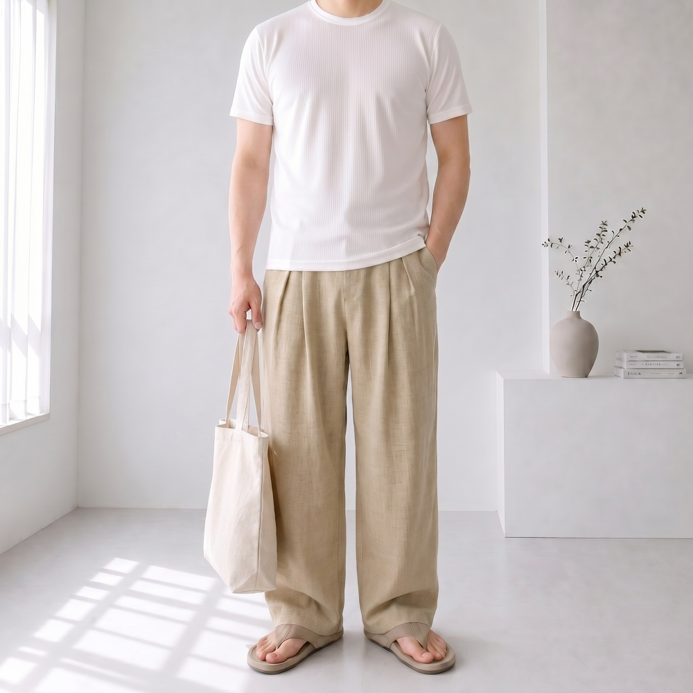 1+1 남성린넨바지 마바지 남자린넨와이드팬츠 이미지 7