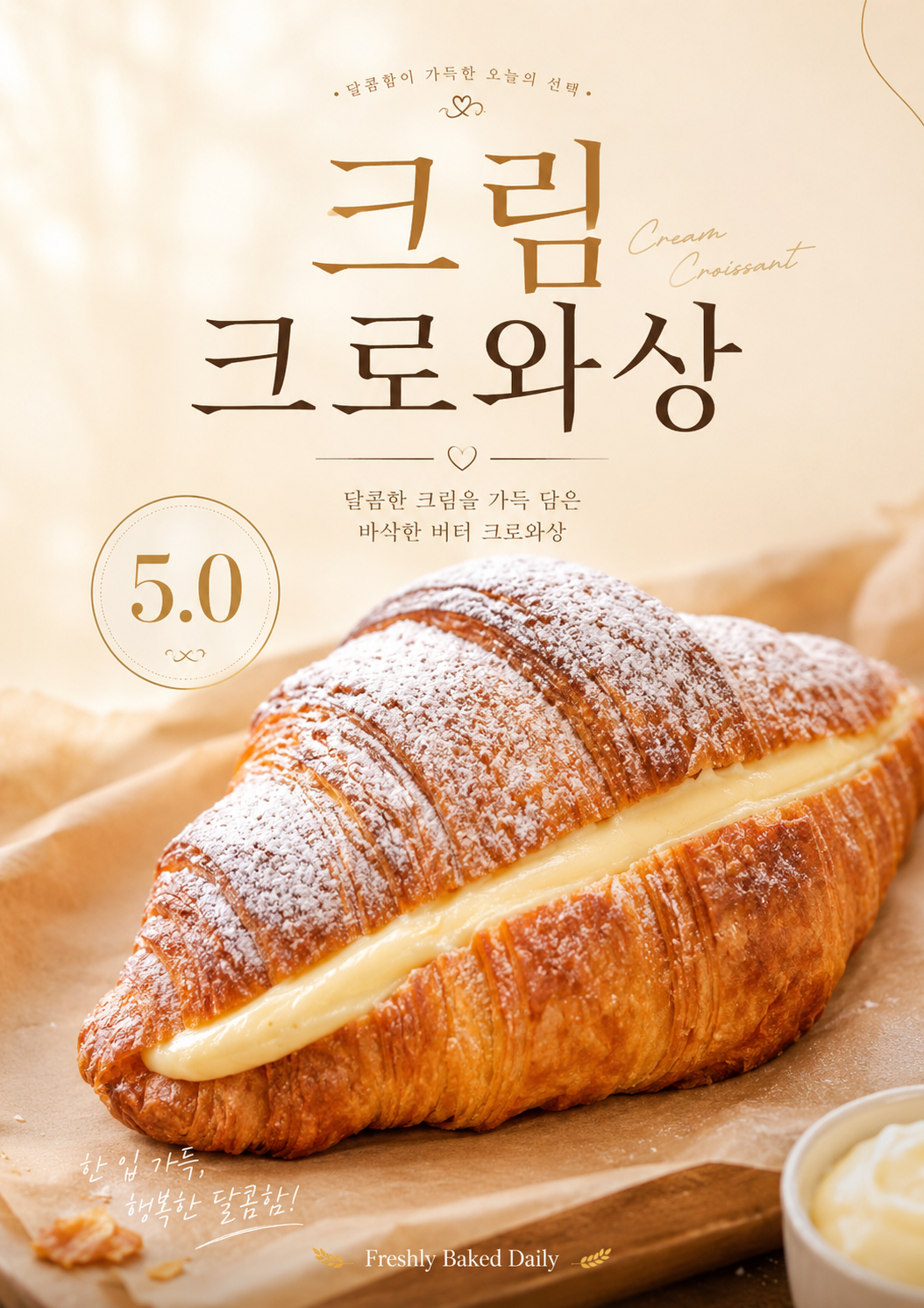 크림크로와상 포스터 제작 메뉴 인쇄 디저트 카페 A 반광택 인화지 235g A3 - 상세 이미지 2