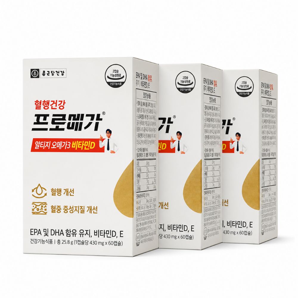 종근당건강 프로메가 알티지 오메가3 비타민D 430mg 60정, 3개 - 상품 이미지