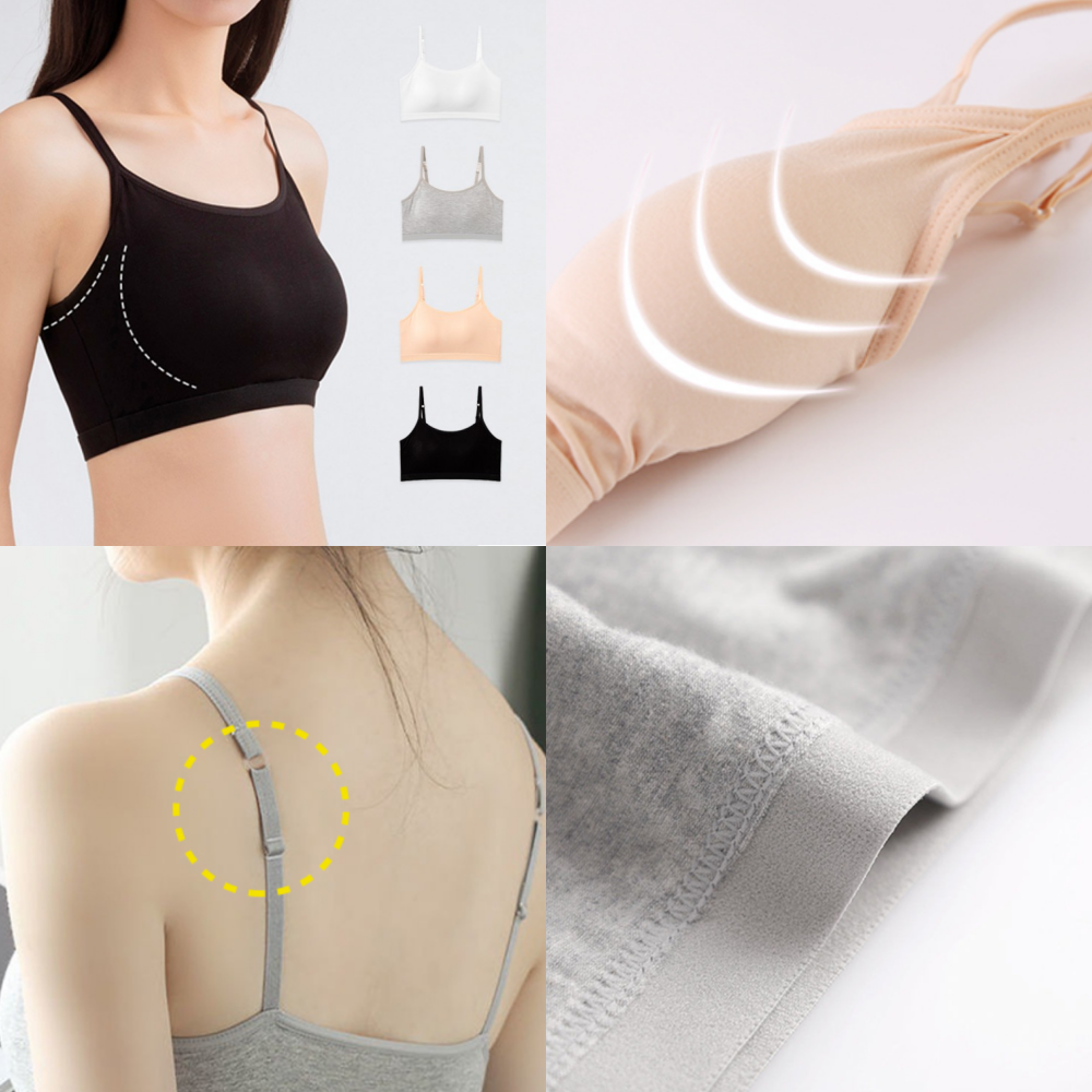 노 와이어 후크 브라탑 편한 여름 브라 속옷 스포츠 스판 잠옷 패드일체형 - 상품 이미지