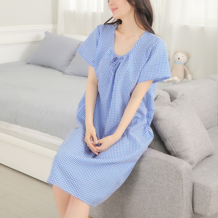 원앤진 원피스 파자마 시원한 잠옷 여성용 여름 임산부 빅사이즈 여자 홈웨어 - 상품 이미지
