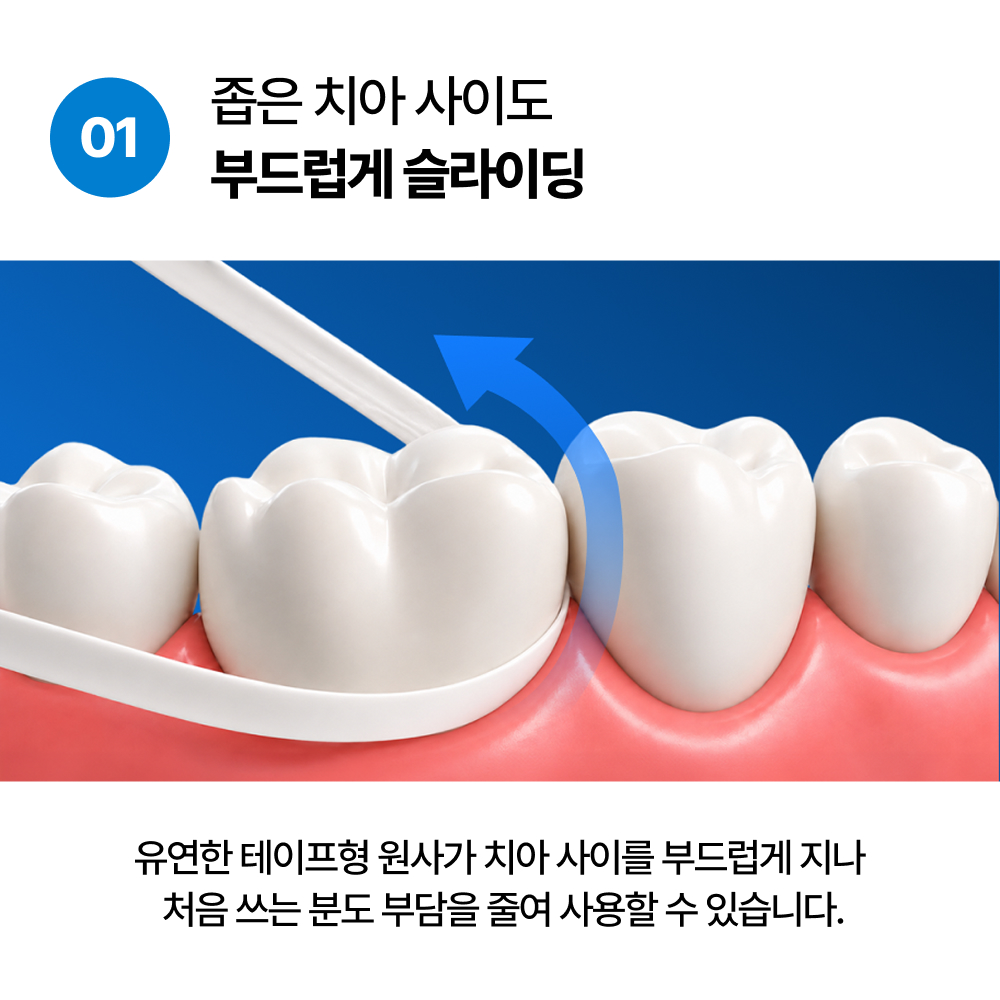 덴티넘 슬라이드 울트라 딥클린 퓨어화이트 치실 40m 5개 상품 이미지