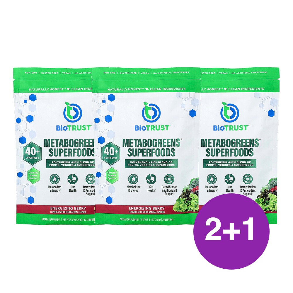 BioTRUST MetaboGreens 슈퍼 푸드 에너자이징 베리 261g, 3개 - 상품 이미지