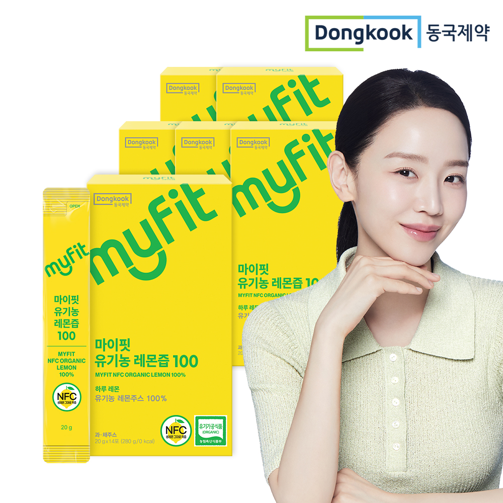 [3+3] 동국제약 마이핏 유기농 레몬즙 100% 레몬수 레몬원액 14포, 6개