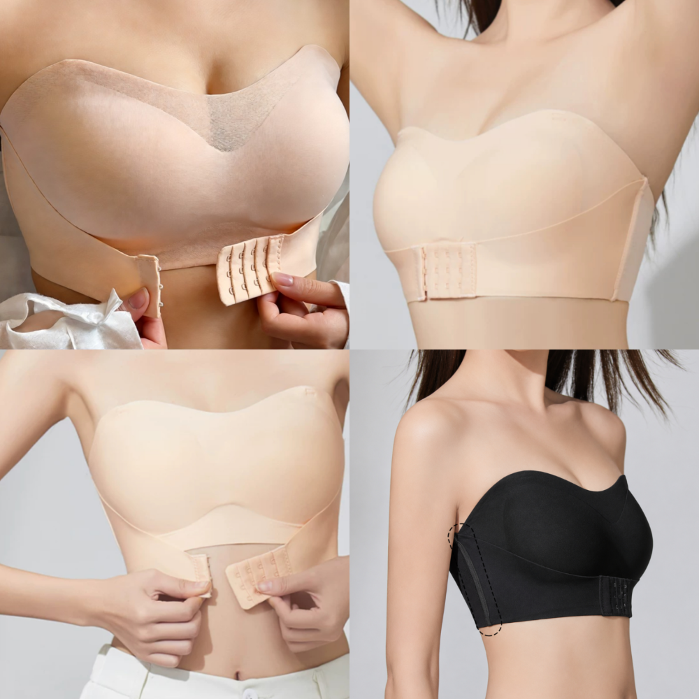 끈없는 오프숄더 브라 브라렛 속옷 웨딩 드레스 여름 원피스 앞후크 가슴모아주는 튜브탑 - 상품 이미지