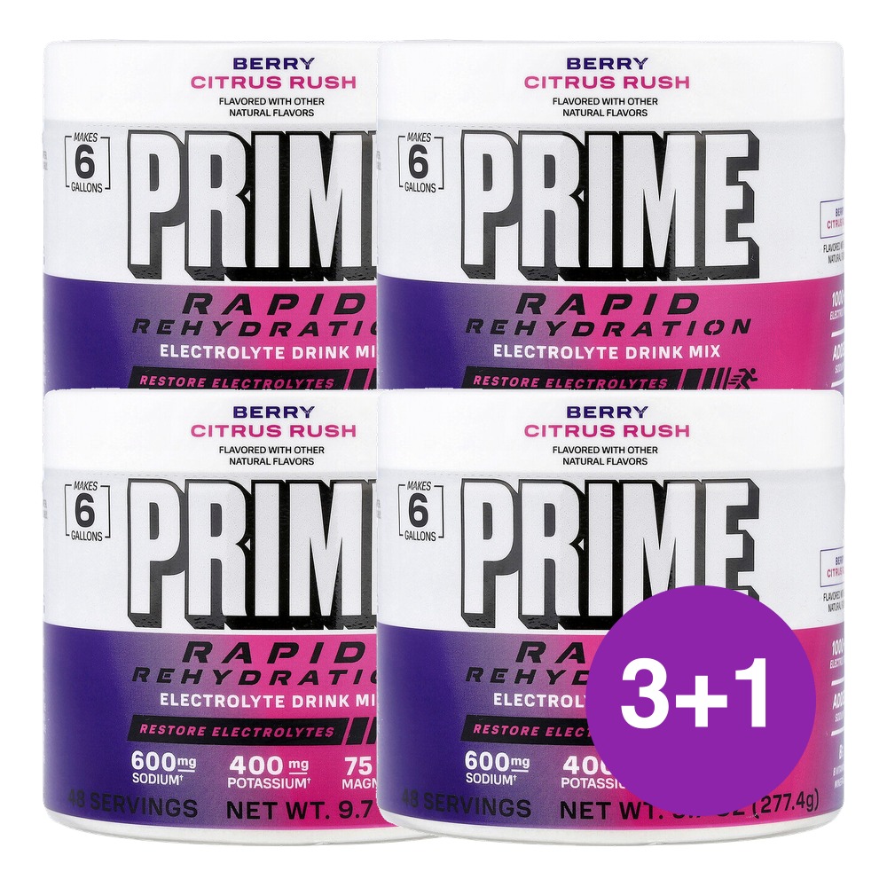 Prime Hydration 빠른 수분 보충 베리 시트러스 러쉬 277.4g, 4개 - 상품 이미지