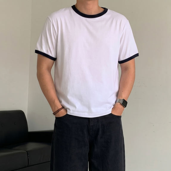 1+1 남자링거반팔티 남자오버핏반팔 남자링거티 - 상세 이미지 5