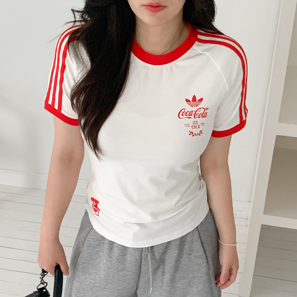 아디다스 여자 반팔티 삼선 스트라이프 코카콜라 이미지 8