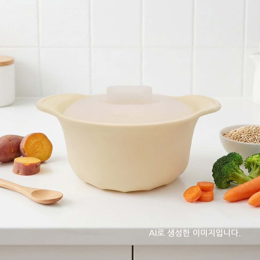 리틀그립 다용도 이유식 멀티 실리콘 냄비 찜기 800ml - 상품 이미지