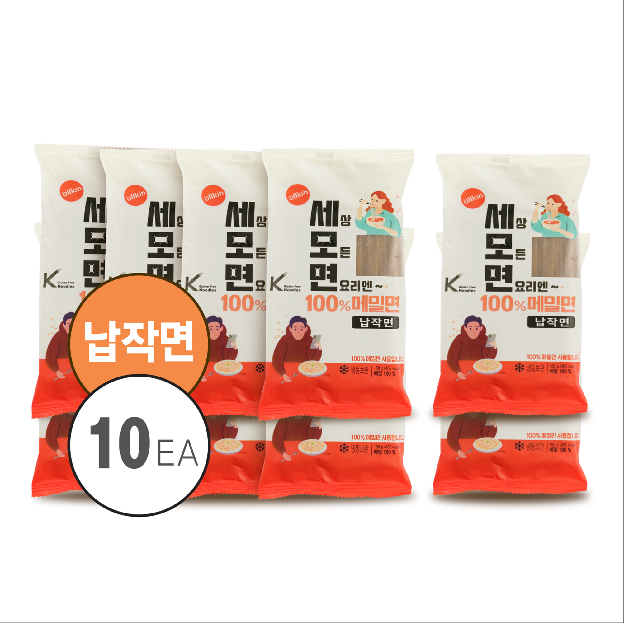 올리온 세모면 100% 메밀면 납작면 냉모밀 모밀 메밀 국수 야키소바 면 180g, 10개 - 상품 이미지
