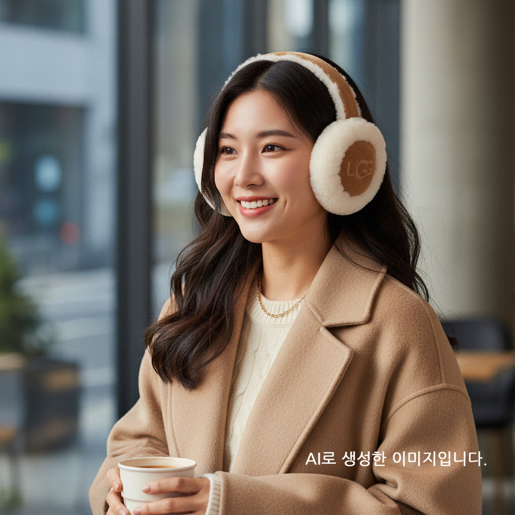 미국 UGG 어그 귀마개 귀도리 자수 로고 방한 이어머프 체스트넛 20955 - 상세 이미지 4