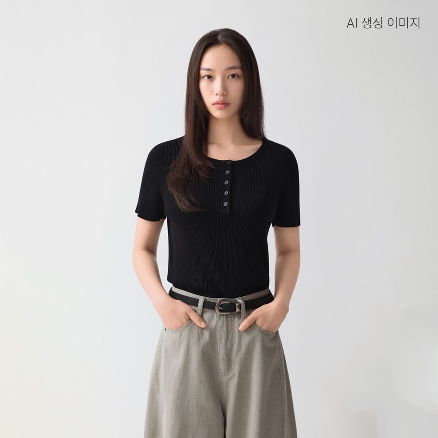 [슈퍼특가][N배송][COOL] 스파오 헨리넥 골지 반팔 니트 SPKWG25G01 - 상품 이미지