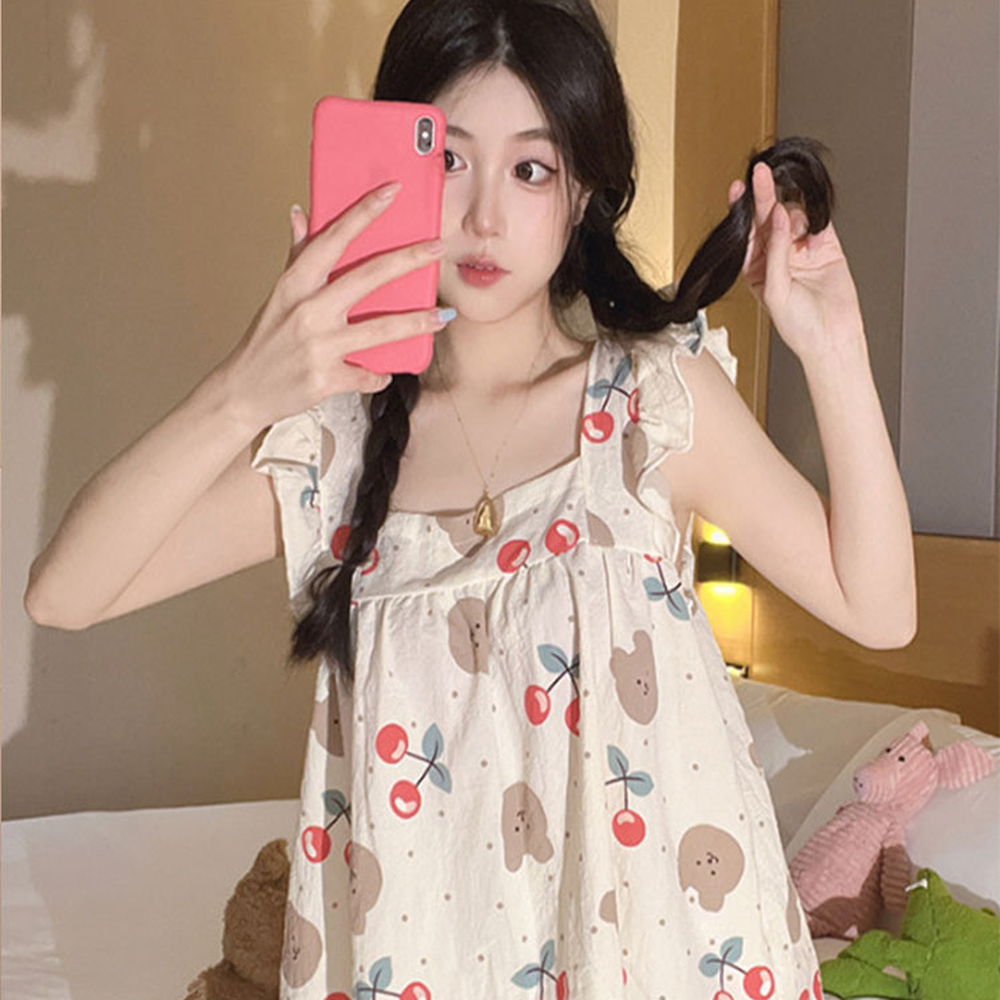 시원한소재여름생활나시파자마 여성용이지웨어프릴잠옷 라운지웨어실내복반바지잠옷 - 상세 이미지 5