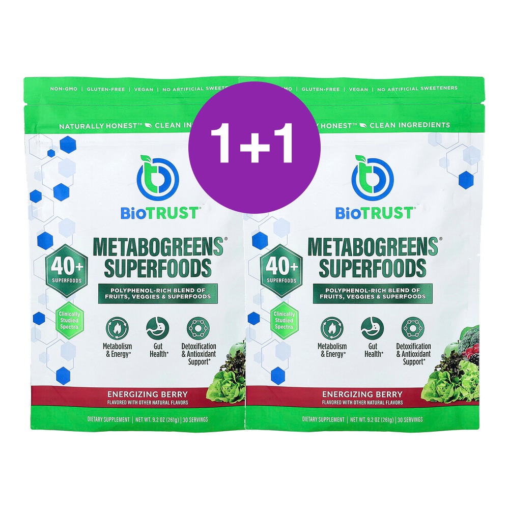 BioTRUST MetaboGreens 슈퍼 푸드 에너자이징 베리 261g, 2개 - 상품 이미지