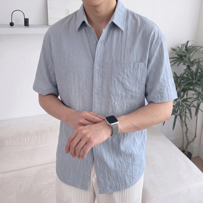 남자여름셔츠 나일론셔츠 남성반팔셔츠 남자오버핏남방 이미지 6