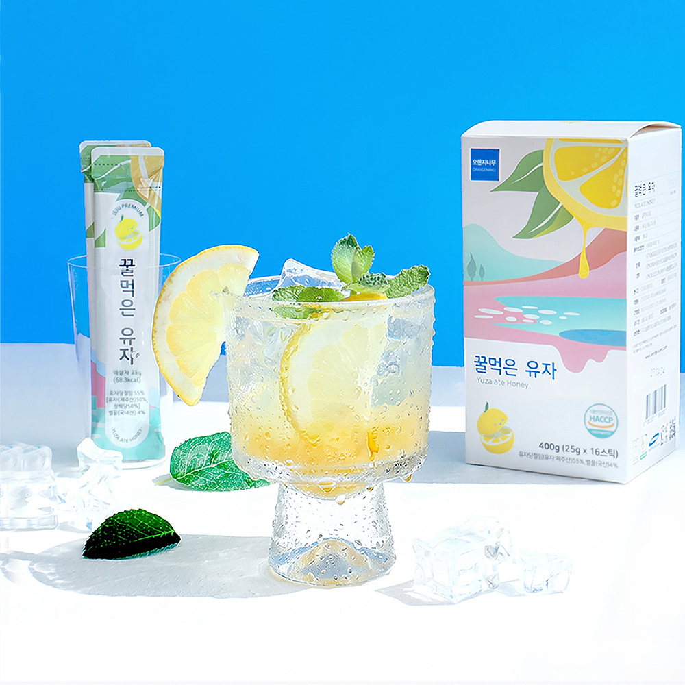 제주 꿀 유자차 스틱 16개입 400g 꿀먹은 유자청 - 상품 이미지
