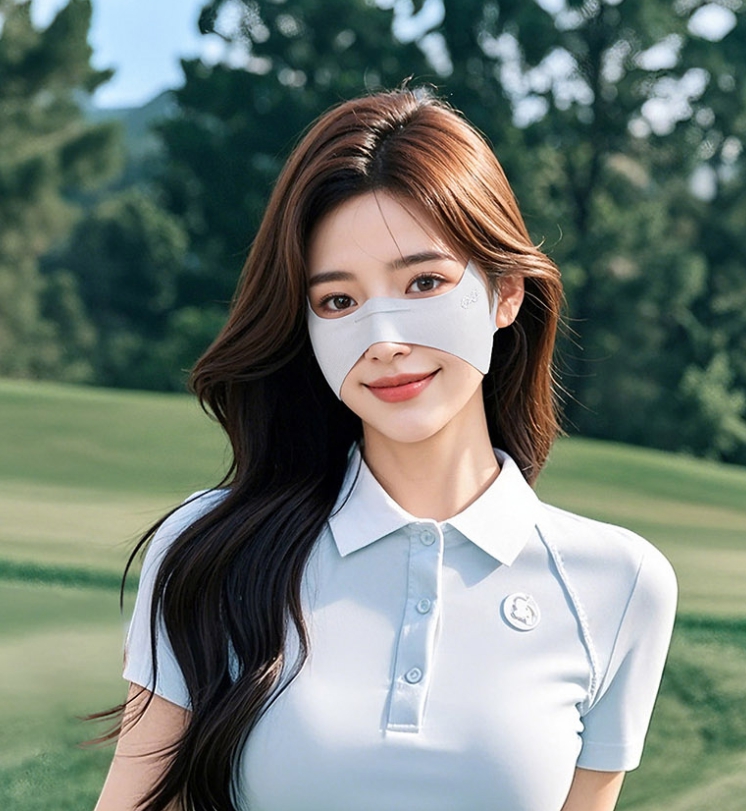 주근깨 기미 방지 자외선 차단 골프 마스크 광대 볼 나비날개 스포츠 쿨 안면 하프 - 상세 이미지 5