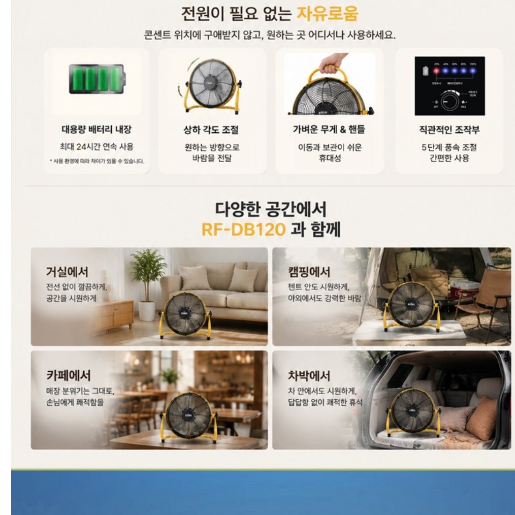 신일 무선 써큘레이터 캠핑용 서큘레이터 저소음 캠핑 써큘레이터 작은 선풍기 - 상세 이미지 4