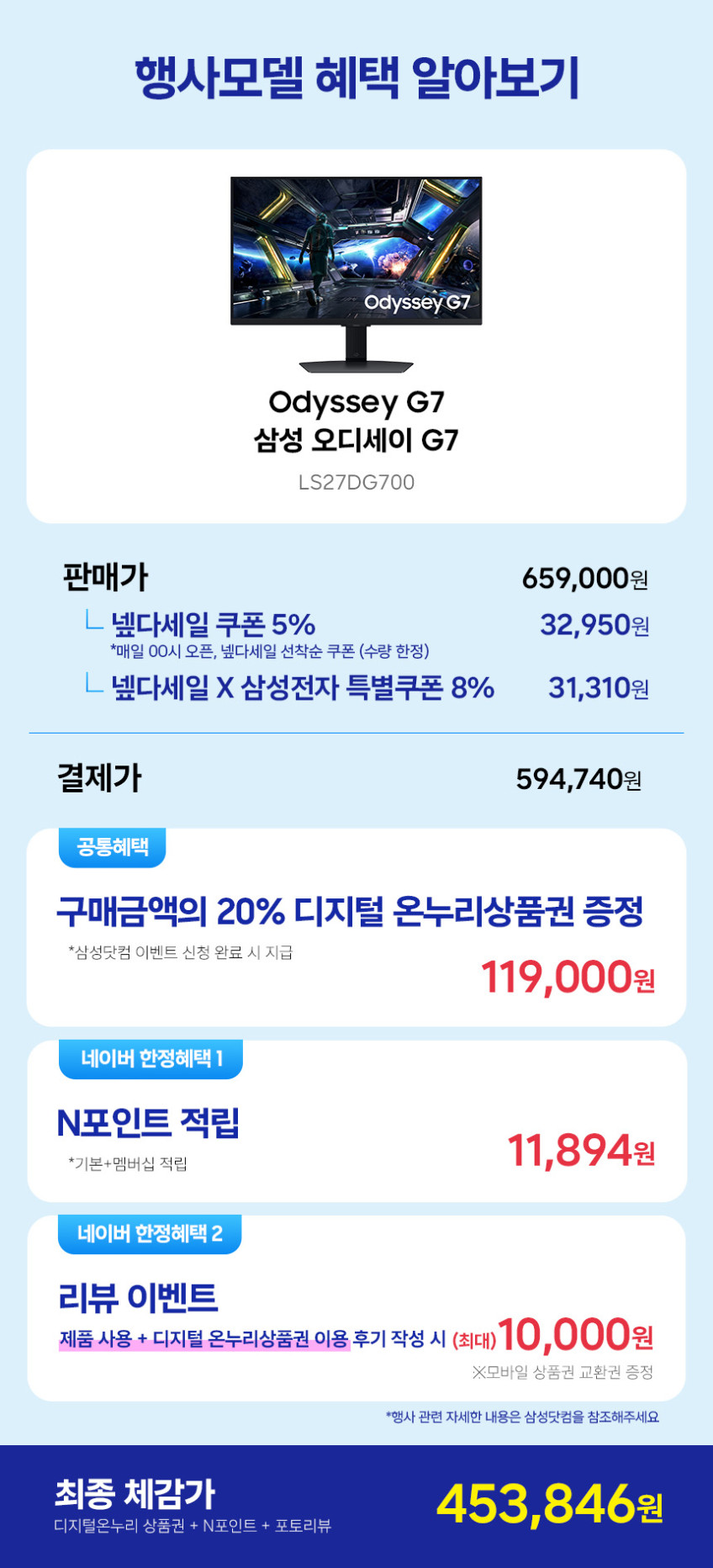 삼성 오디세이 G7 S27DG700 68cm IPS 4K 144Hz 판매처 상세 정보 이미지 1