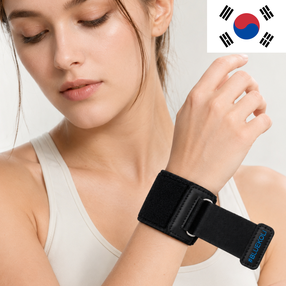 국산100% 블루콜리 네오프렌 손목보호대 손목밴드 스트랩 통증보호 블랙, L - 상품 이미지
