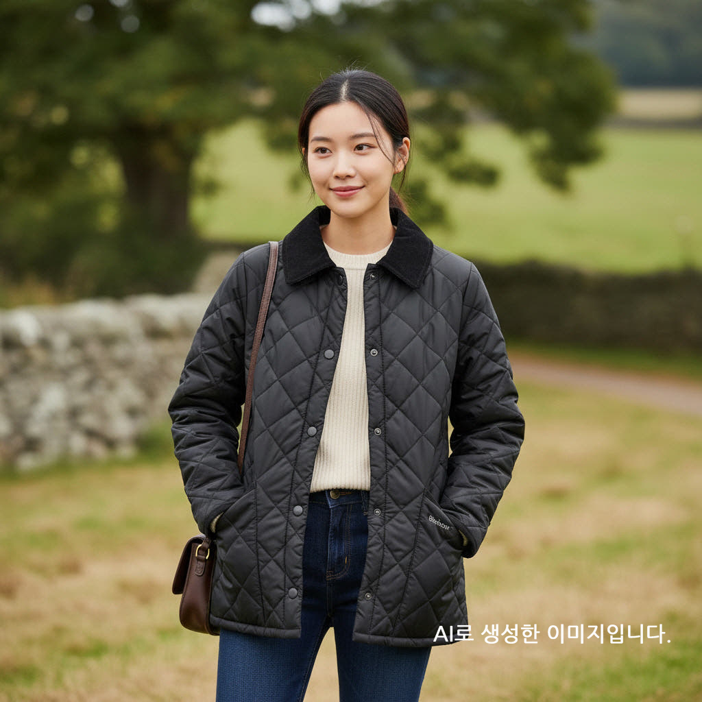 바버 리데스데일 여성용 퀼팅 자켓 영국판 블랙, S(키즈) - 상품 이미지