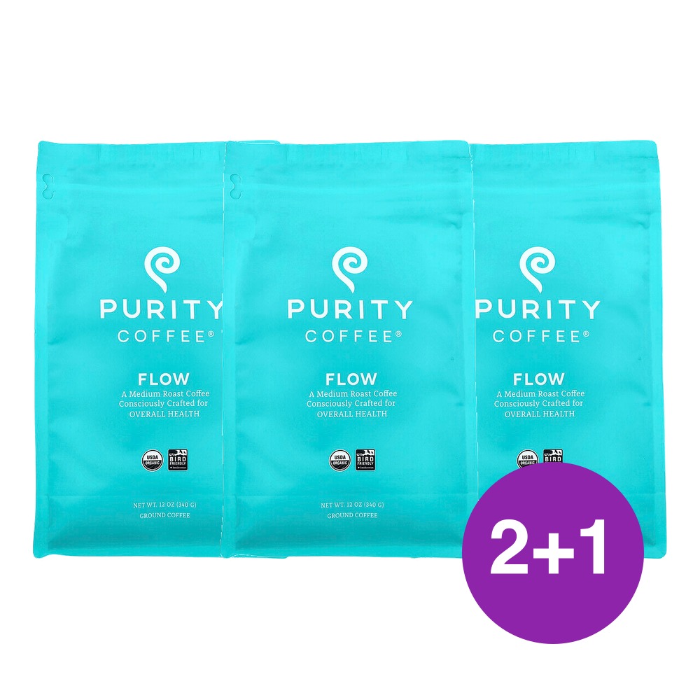 Purity Coffee 플로우 분쇄 미디엄 로스트 340g, 3개 - 상품 이미지