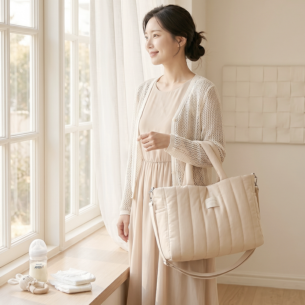 슬로뚜두 코지패딩(M) 토트백 가벼운 국민 기저귀가방 출산선물 데일리백 상품 이미지